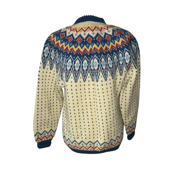 Vintage Norwegian Wool Cardigan Nordic Ski Sweater with Silver Buttons Medium - Picture 6 of 9